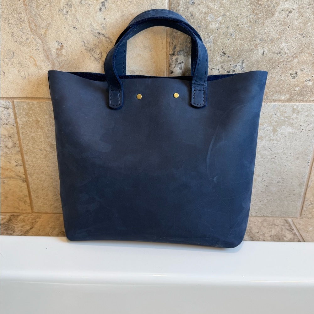Portland Leather Mini Tote Crossbody in Deep Water - Picture 2 of 7